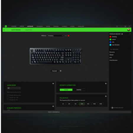 Mechanical gaming keyboard on RGB setup desk